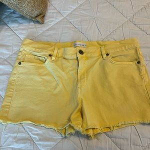 Yellow denim shorts